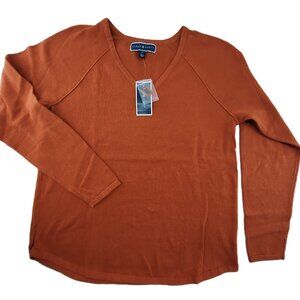 Karen Scott Sweater Women's S Fire Brick Raglan Long Sleeve Curved Hem Top NWT